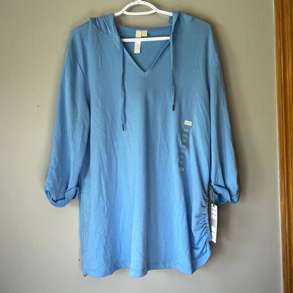 NWT! Green Tea Blue Half Sleeve Sweatshirt Size XXL - Picture 16 of 16